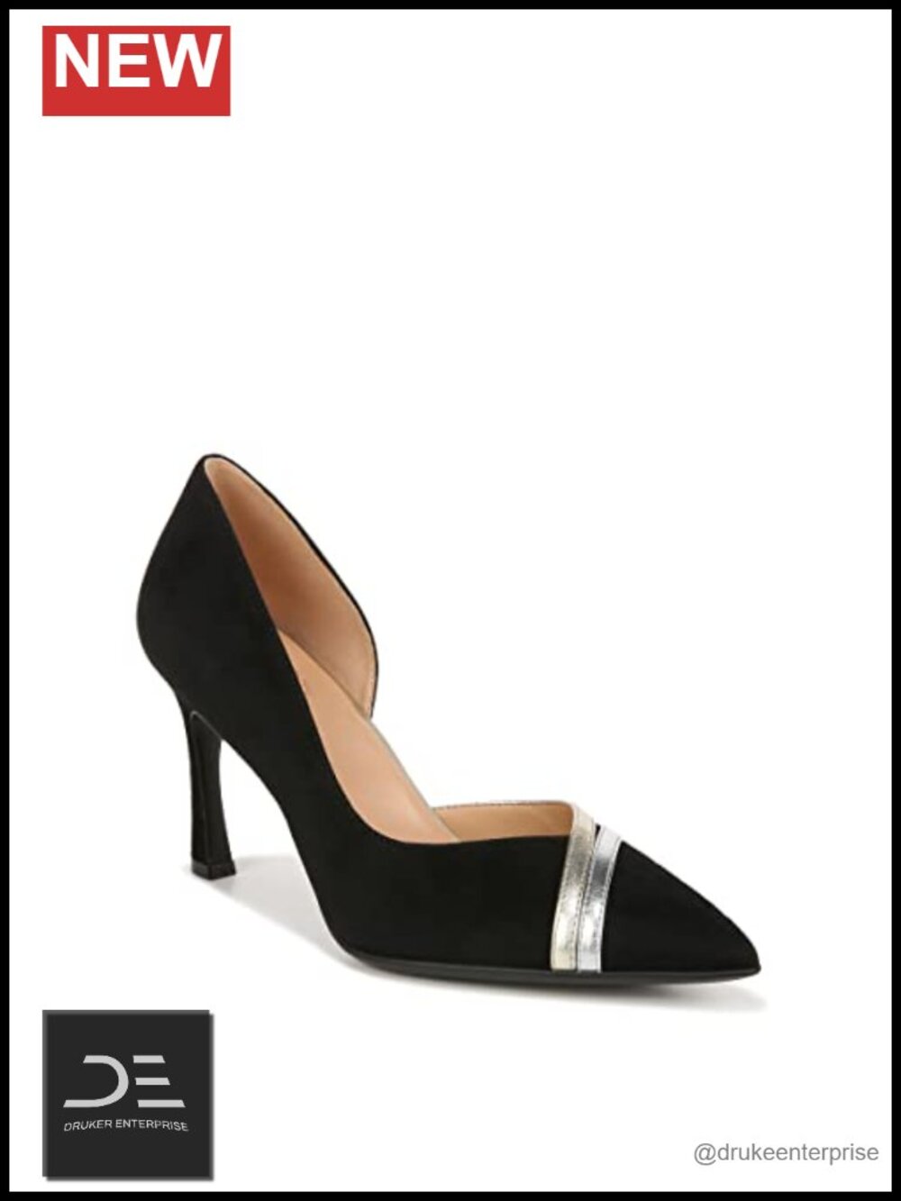 D'Orsay Pointed Toe Pumps with Stiletto Heel - Non-Slip Comfort